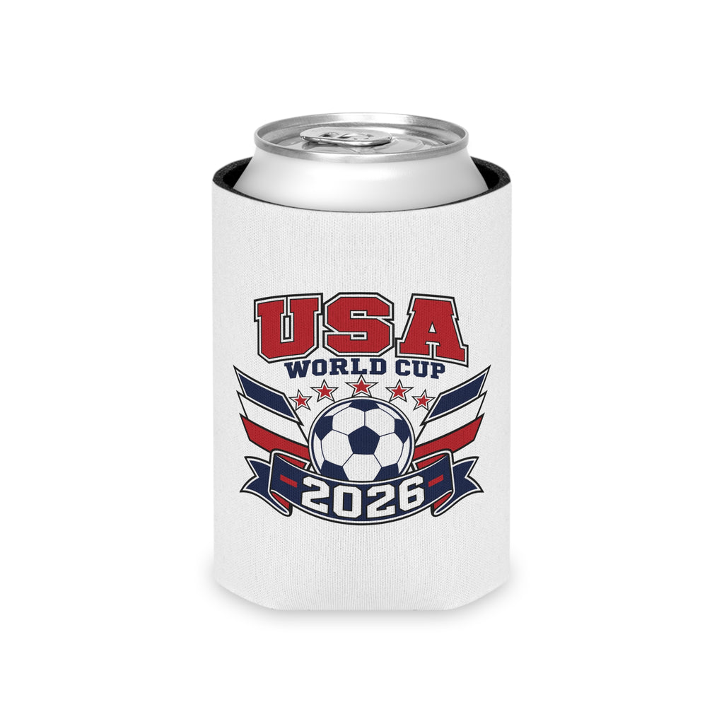 USA World Cup 2026 Can Cooler - Soccer Team Red White Blue Koozie