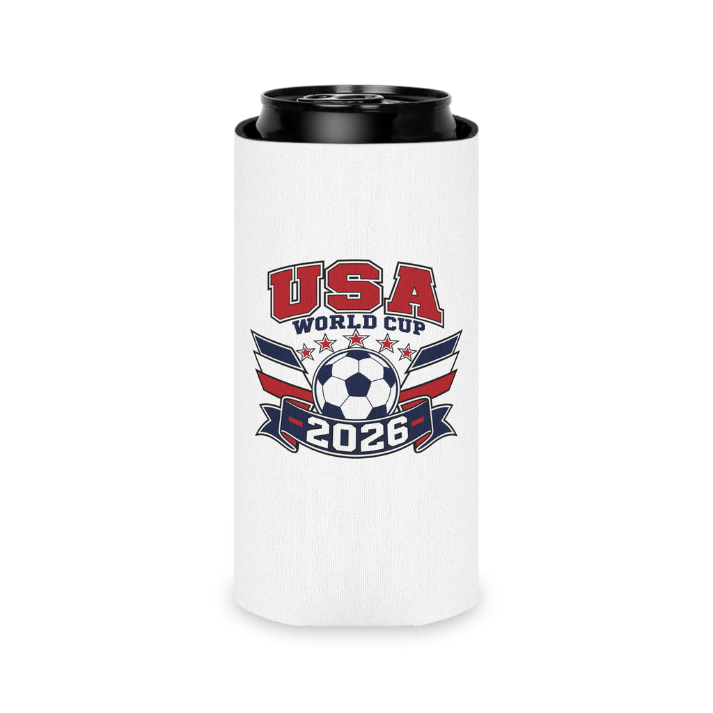 USA World Cup 2026 Can Cooler - Soccer Team Red White Blue Koozie