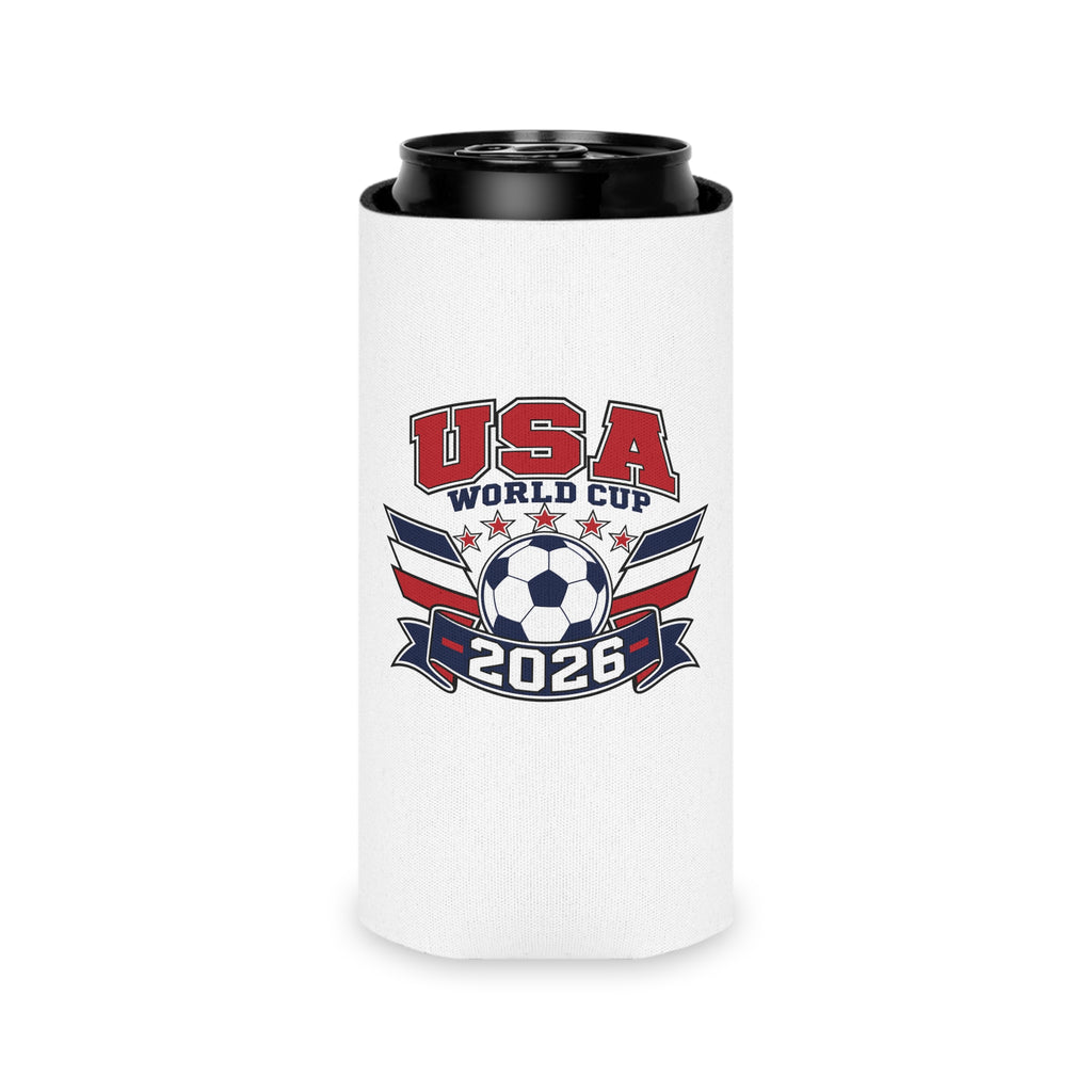 USA World Cup 2026 Can Cooler - Soccer Team Red White Blue Koozie