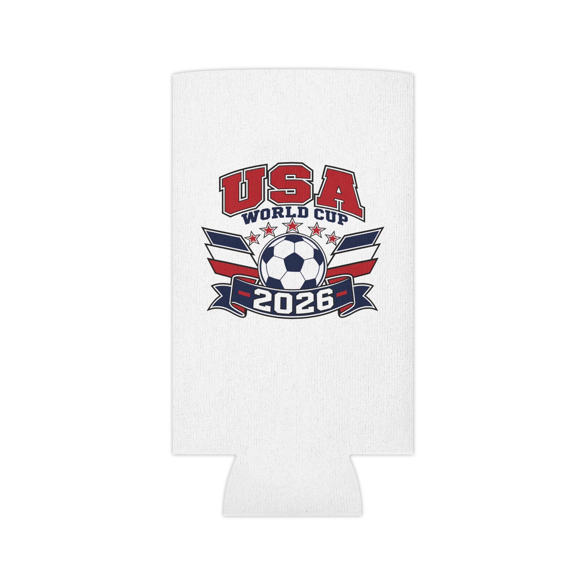 USA World Cup 2026 Can Cooler - Soccer Team Red White Blue Koozie