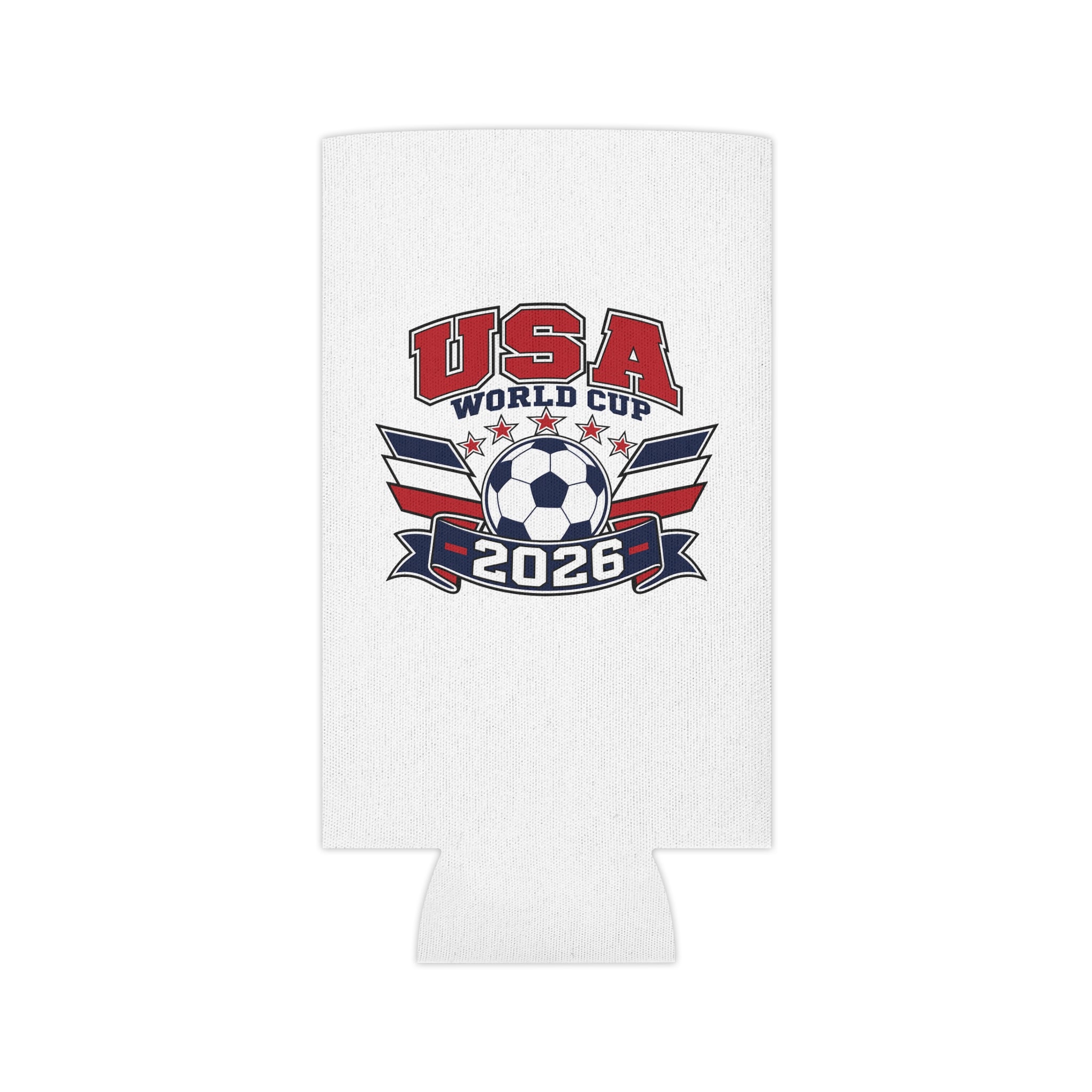 USA World Cup 2026 Can Cooler - Soccer Team Red White Blue Koozie