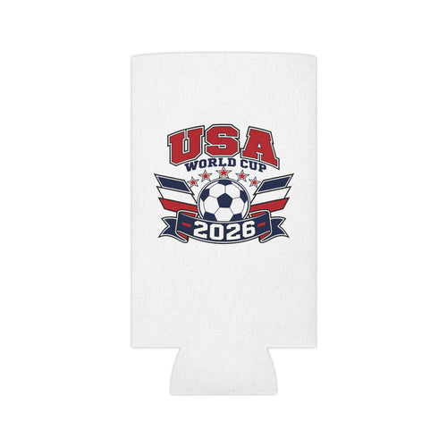USA World Cup 2026 Can Cooler - Soccer Team Red White Blue Koozie